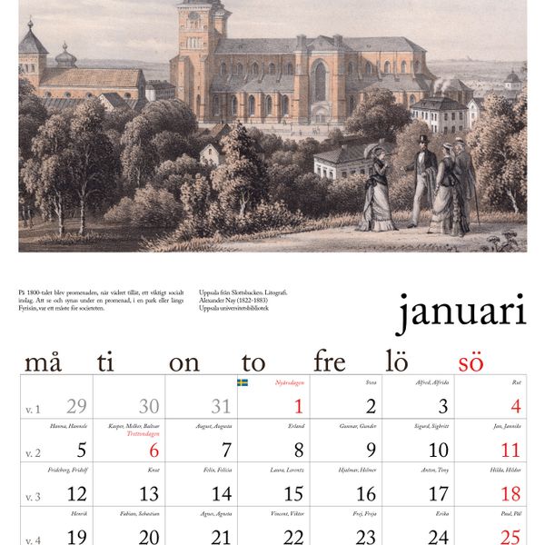 Väggkalender 1800-talets Uppsala 2026